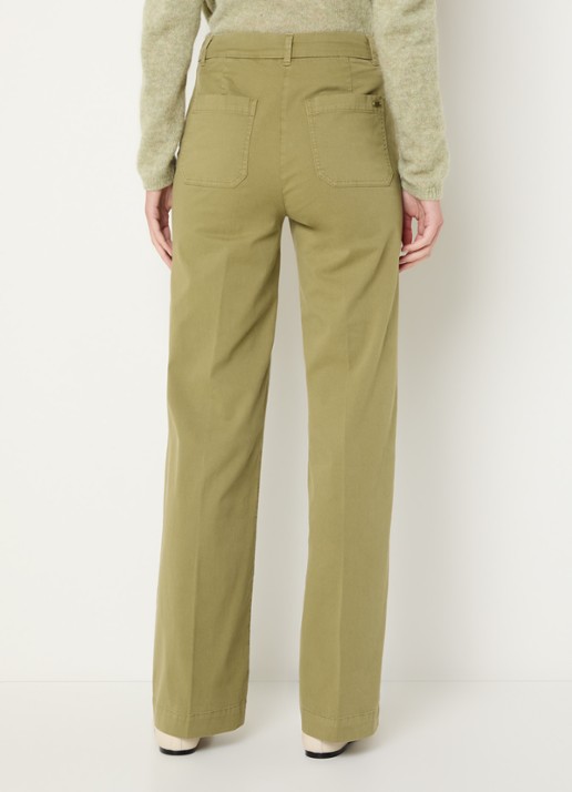 River Woods High waist straight fit broek met steekzakken - achterkant 4 mosgroen