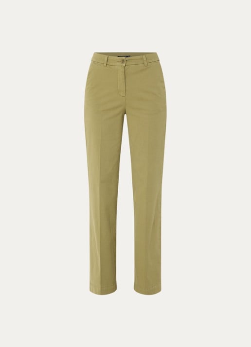 River Woods High waist straight fit broek met steekzakken - voorkant mosgroen