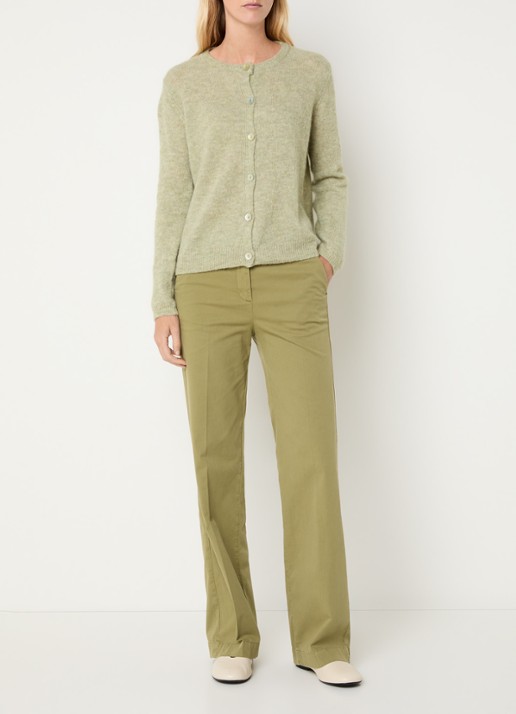 River Woods High waist straight fit broek met steekzakken - voorkant 2 mosgroen