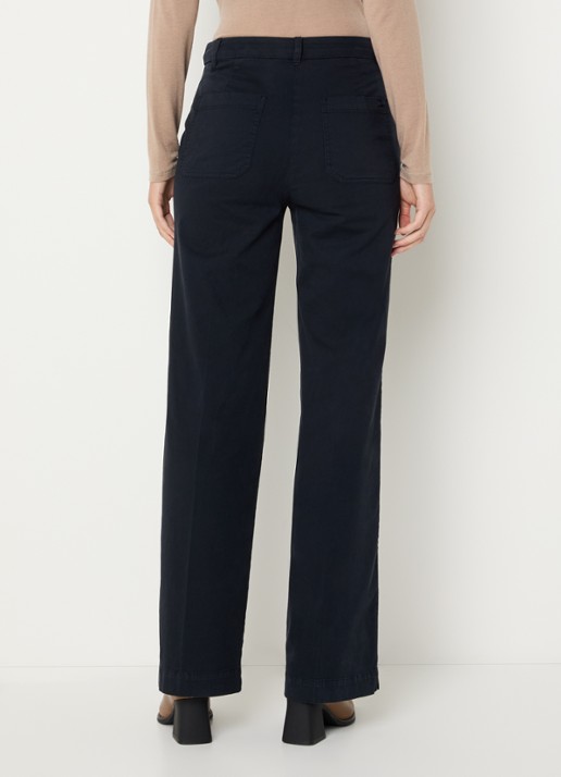 River Woods High waist straight fit broek met steekzakken - achterkant 4 donkerblauw
