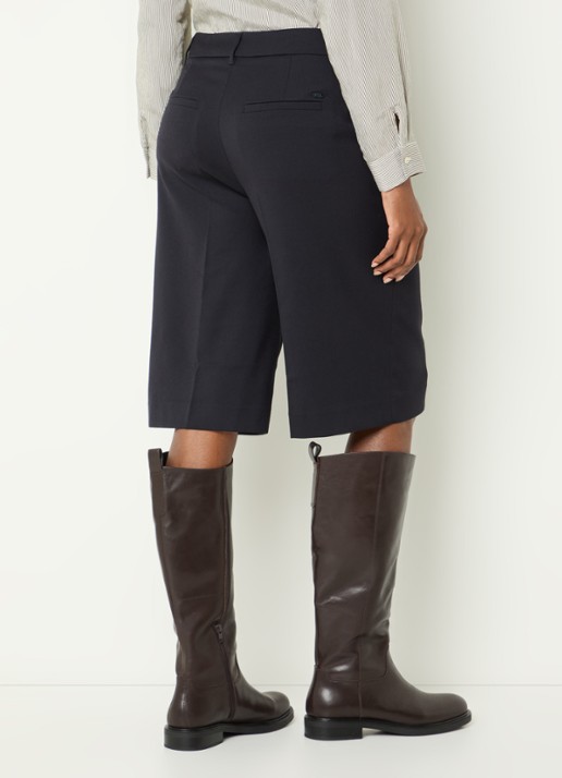 River Woods High waist straight fit korte pantalon in wolblend - achterkant 3 donkerblauw