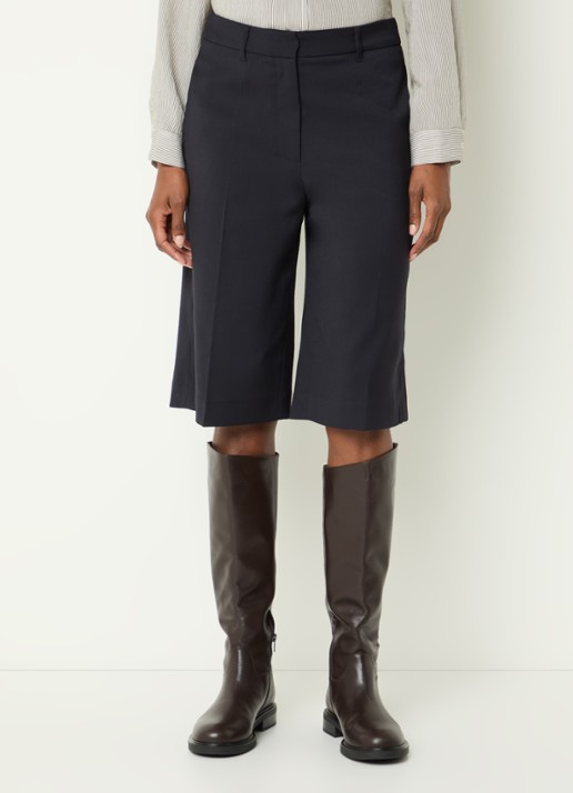 River Woods High waist straight fit korte pantalon in wolblend