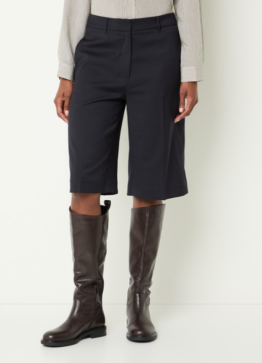 River Woods High waist straight fit korte pantalon in wolblend