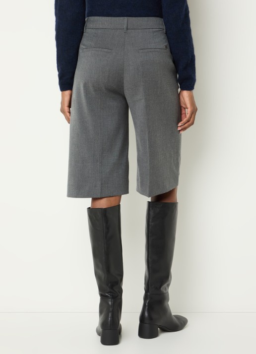 River Woods High waist straight fit korte pantalon in wolblend - achterkant 4 middengrijs