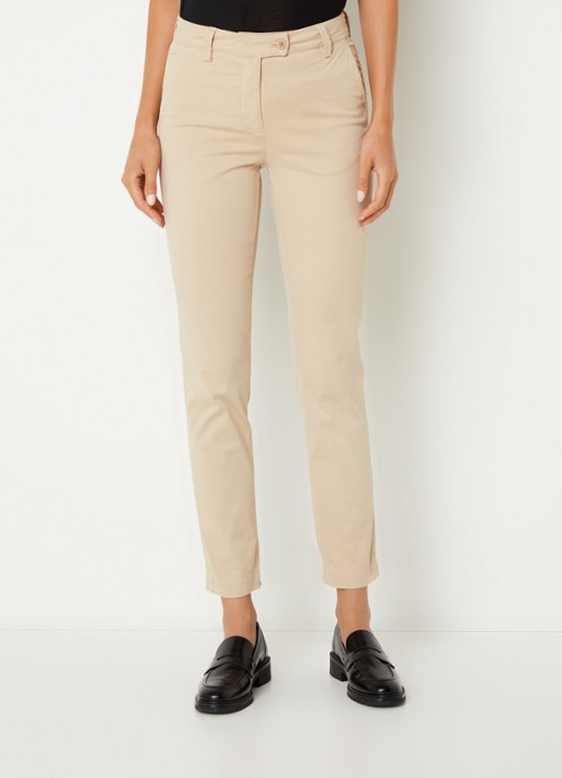 River Woods High waist tapered fit cropped chino met steekzakken - detail 3 beige
