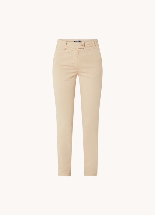 River Woods High waist tapered fit cropped chino met steekzakken - voorkant beige
