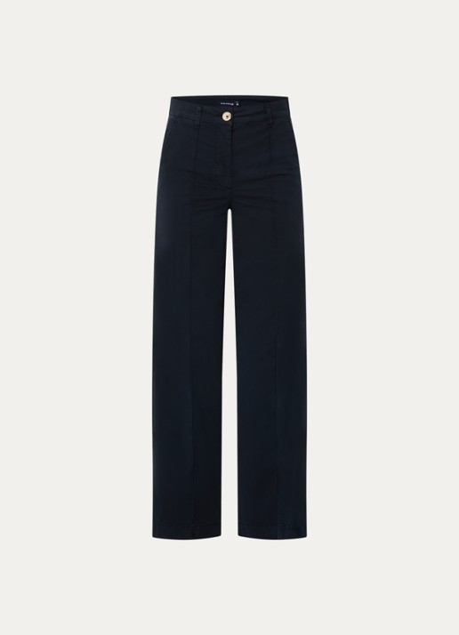 River Woods High waist wide fit broek met steekzakken - voorkant 3 donkerblauw