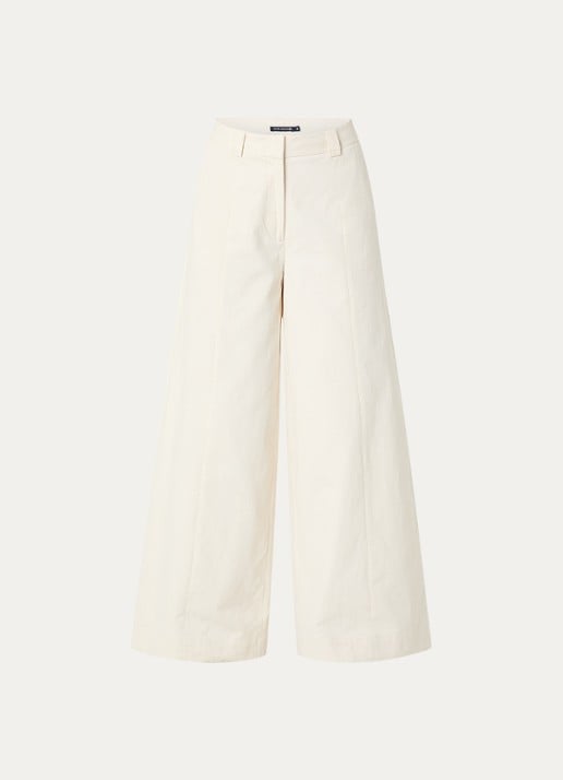 River Woods High waist wide fit palazzo broek met steekzakken - voorkant 2 gebroken wit