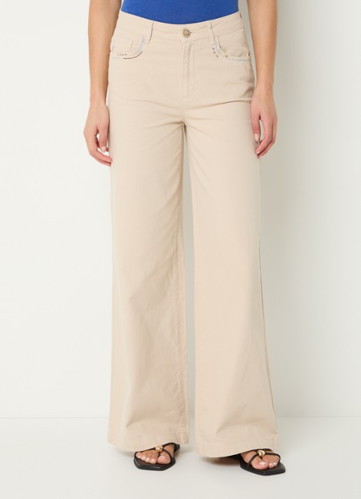 River Woods High waist wide fit pantalon met borduring