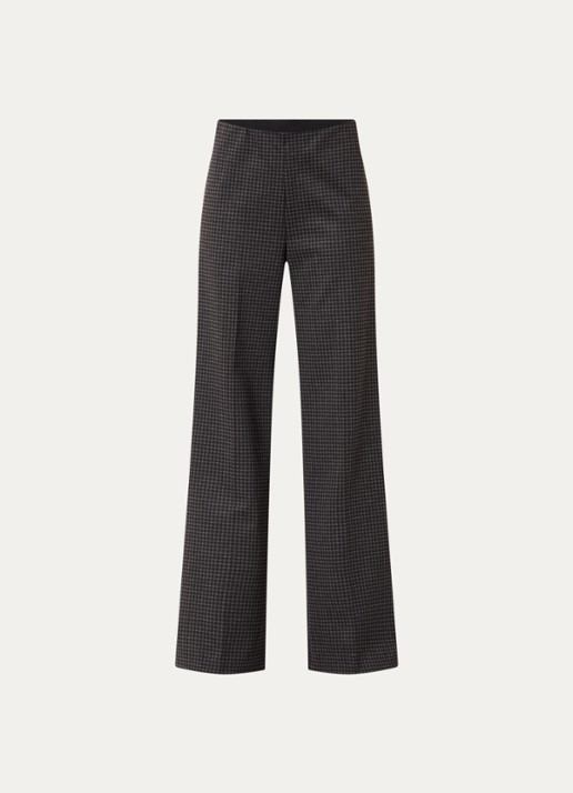 River Woods High waist wide fit pantalon met pied-de-poule dessin - voorkant 2 donkerblauw