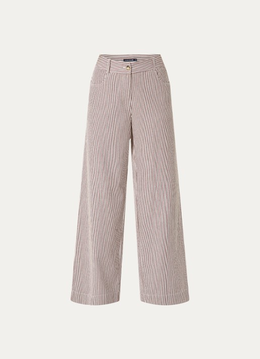 River Woods High waist wide fit pantalon met steekzakken - voorkant 3 bruin