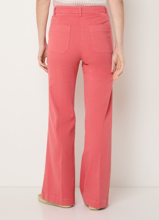 River Woods High waist wide leg broek met steekzakken - achterkant cranberryrood