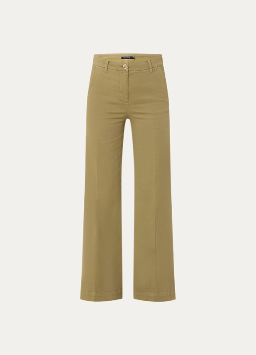 River Woods High waist wide leg broek met steekzakken - voorkant 2 olijfgroen