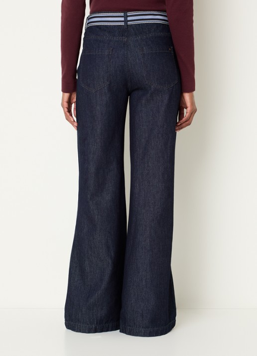 River Woods High waist wide leg jeans met donkere wassing - achterkant 3 indigo