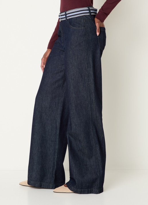 River Woods High waist wide leg jeans met donkere wassing - detail 5 indigo