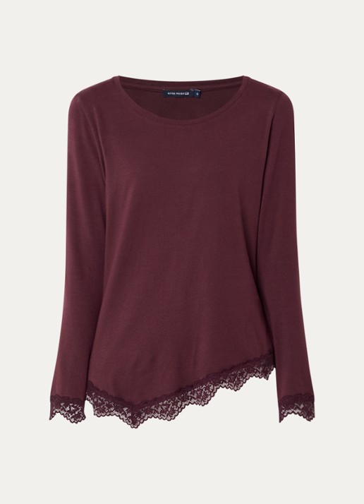 River Woods Longsleeve met details van kant - voorkant 2 bordeauxrood