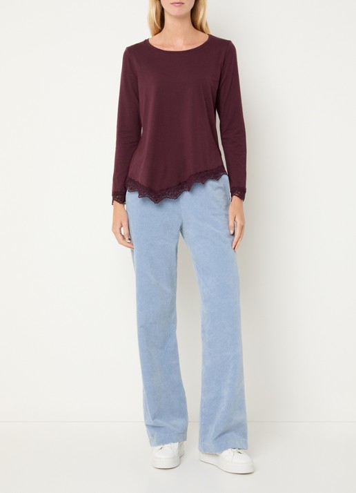 River Woods Longsleeve met details van kant - voorkant 3 bordeauxrood
