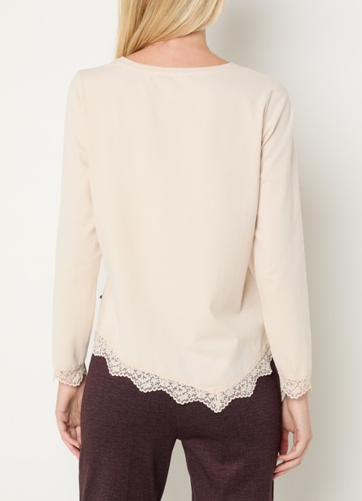 River Woods Longsleeve met details van kant - achterkant 4 donkerkhaki