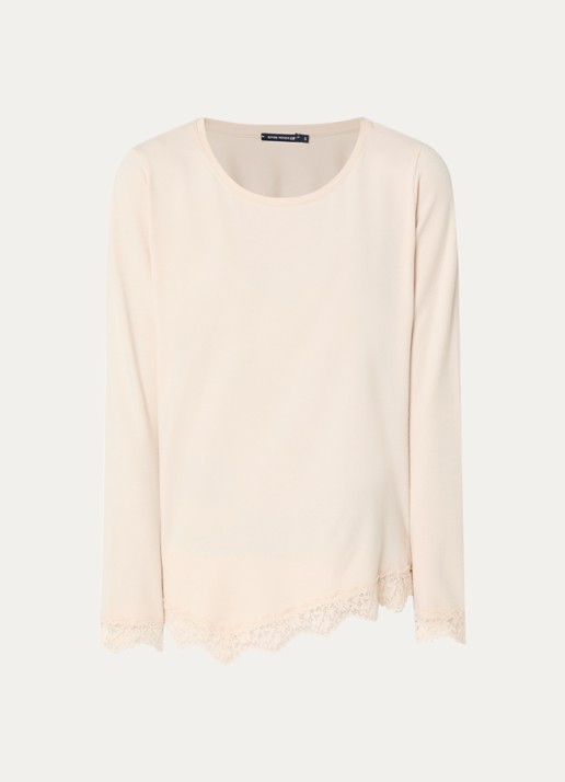 River Woods Longsleeve met details van kant - voorkant 2 donkerkhaki
