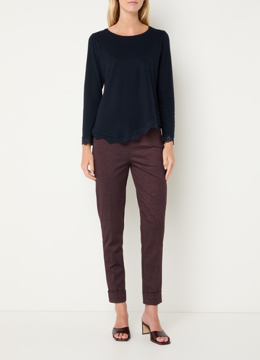 River Woods Longsleeve met details van kant - voorkant 3 donkerblauw