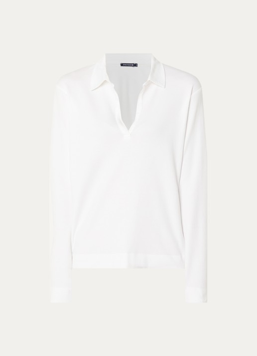 River Woods Longsleeve met polokraag - voorkant 2 wit