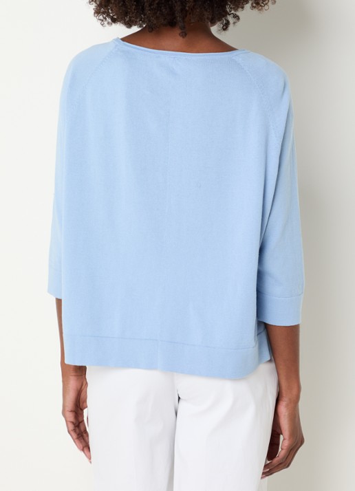 River Woods Longsleeve met ronde hals - achterkant staalblauw