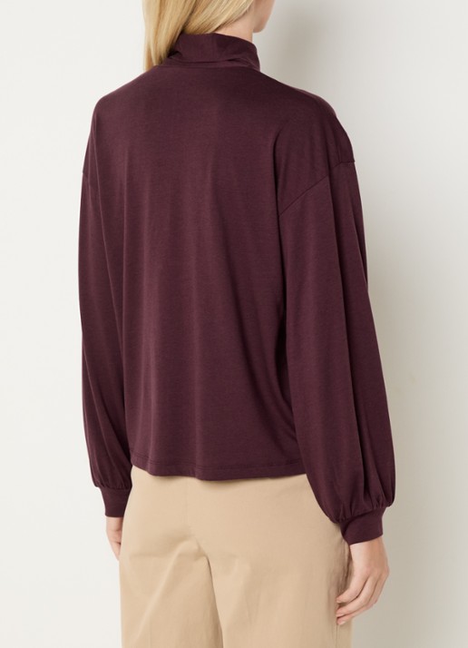 River Woods Longsleeve met sjaalkraag - achterkant 4 bordeauxrood