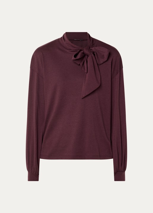 River Woods Longsleeve met sjaalkraag - voorkant 2 bordeauxrood