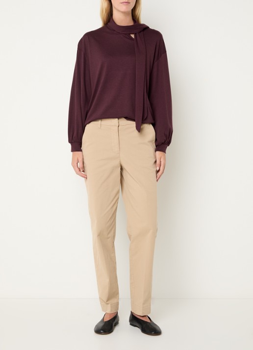 River Woods Longsleeve met sjaalkraag - voorkant 3 bordeauxrood