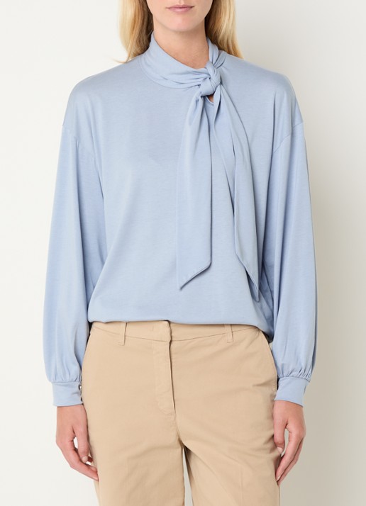 River Woods Longsleeve met sjaalkraag - detail 4 lichtblauw