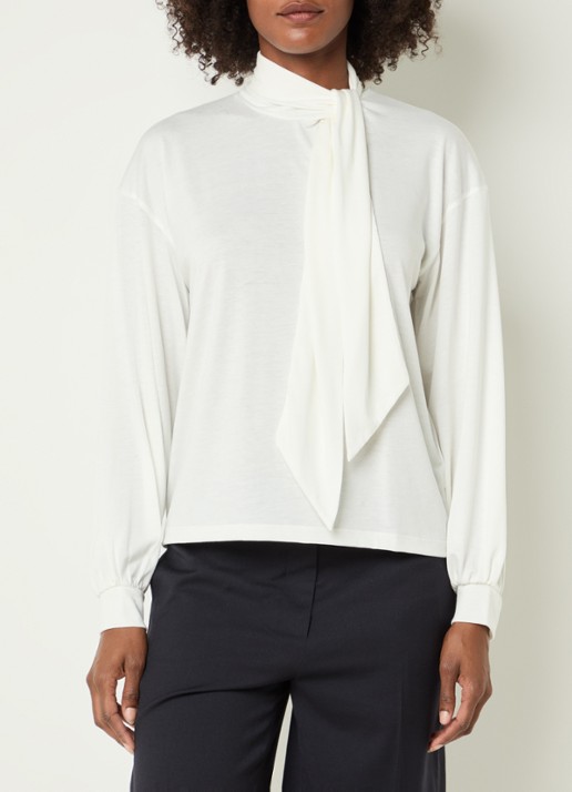 River Woods Longsleeve met sjaalkraag - detail 4 gebroken wit