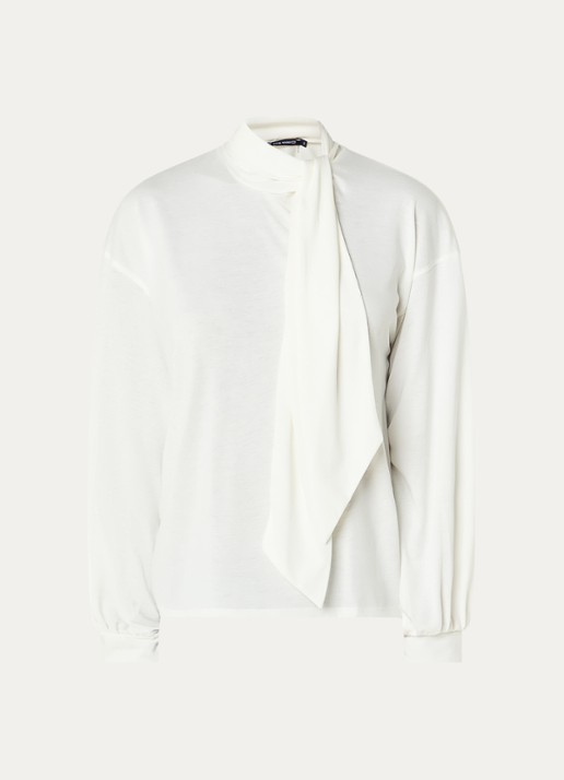 River Woods Longsleeve met sjaalkraag - voorkant 2 gebroken wit