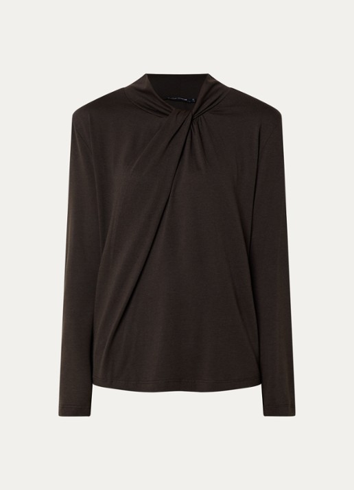 River Woods Longsleeve met sjaalkraag - voorkant 3 donkerbruin