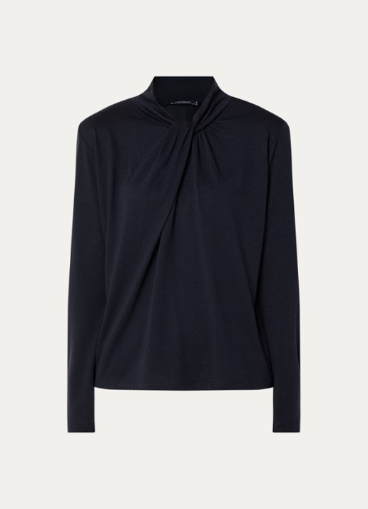 River Woods Longsleeve met sjaalkraag - voorkant 2 donkerblauw