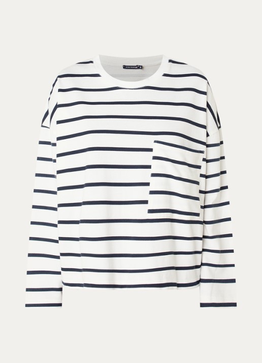 River Woods Longsleeve met streepprint - voorkant 2 blauw