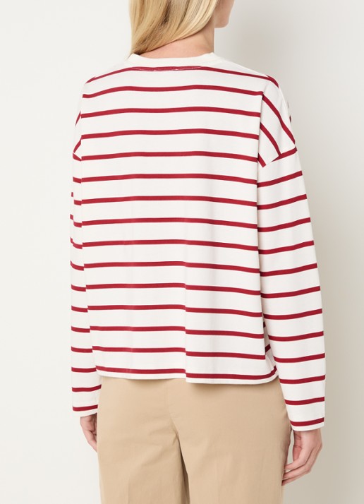 River Woods Longsleeve met streepprint - achterkant 2 rood