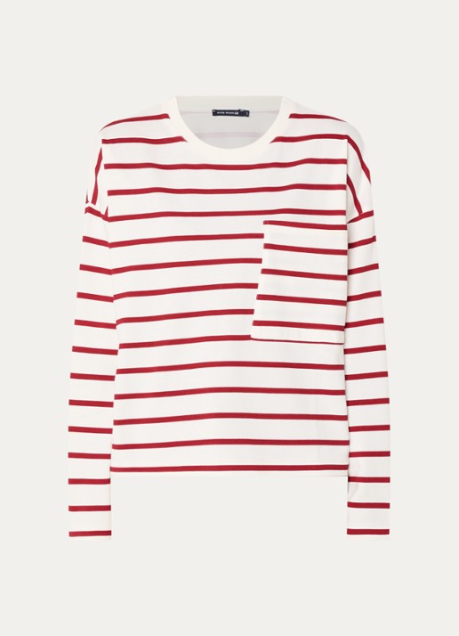 River Woods Longsleeve met streepprint - voorkant 3 rood