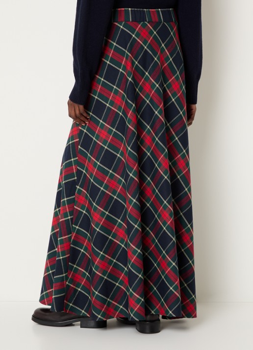 River Woods Maxi rok met ruitdessin - achterkant 4 rood