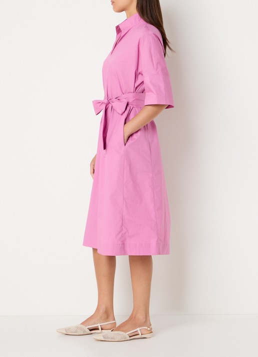 River Woods Maxi tuniekjurk met strikceintuur - voorkant 3 gebroken wit