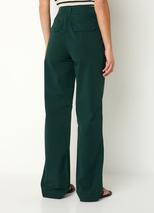 River Woods Mid waist straight fit chino met steekzakken  - achterkant donkergroen