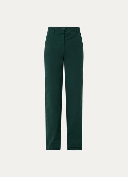 River Woods Mid waist straight fit chino met steekzakken  - voorkant 2 donkergroen