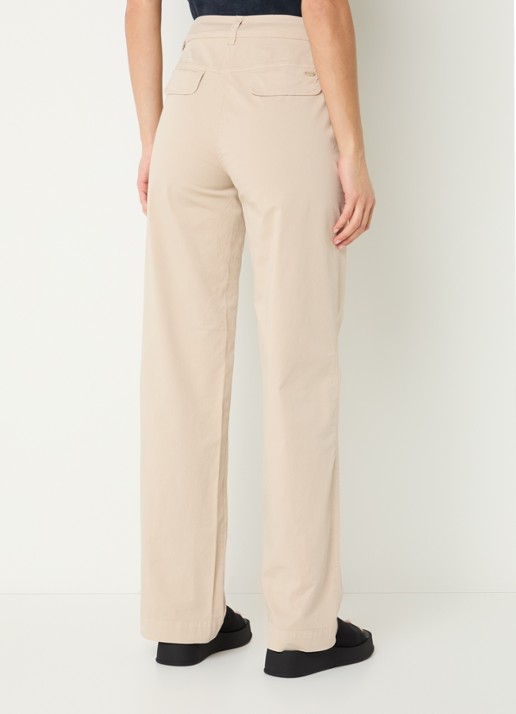 River Woods Mid waist straight fit chino met steekzakken  - achterkant zand