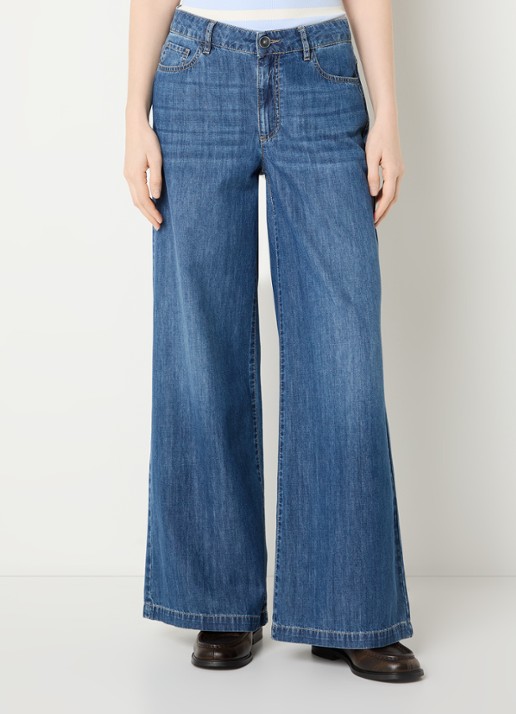 River Woods Mid waist wide fit broek van chambray