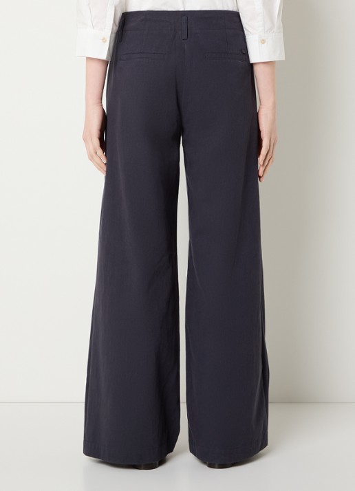 River Woods Mid waist wide fit pantalon met trekkoord - achterkant 3 donkerblauw