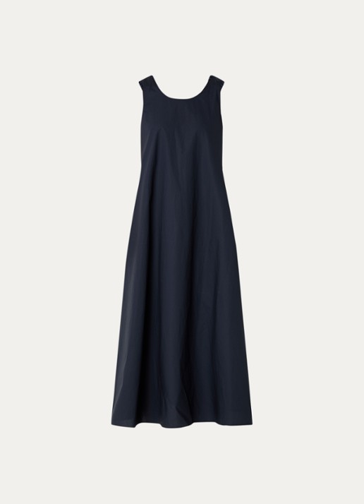 River Woods Midi A-lijn jurk met ronde hals - voorkant 3 donkerblauw