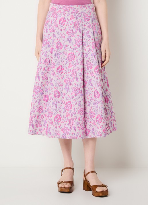 River Woods Midi A-lijn rok met jacquard dessin