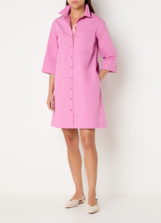 River Woods Midi blousejurk met borstzak - voorkant 2 roze