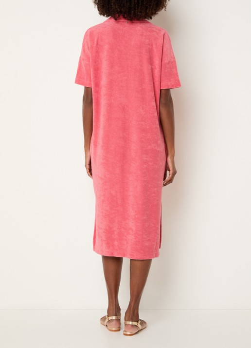 River Woods Midi jurk van badstof met polokraag - achterkant 4 roze