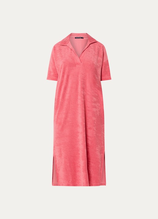 River Woods Midi jurk van badstof met polokraag - voorkant 2 roze