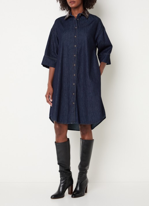 River Woods Midi jurk van denim - detail indigo